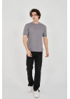 Unisex Jakar Kumaş Slim Fit T-Shirt - Boyalı Gri