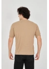 Unisex Jakar Kumaş Slim Fit T-Shirt - Kahverengi