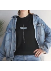 Unisex Kadın Bisiklet Yaka Baskılı T-Shirt - Siyah