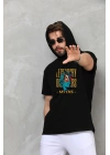 Unisex Kapşonlu Kolsuz Oversize Baskılı Tişört - Siyah