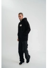 Unisex Kapşonlu Uzun Kol Patchli Nakışlı SweatShirt - Siyah