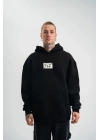 Unisex Kapşonlu Uzun Kol Patchli Nakışlı SweatShirt - Siyah