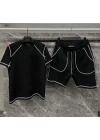 Unisex Karoyaka Dikişli Şortlu Takım - Siyah