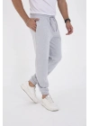 Unisex Kışlık Üç İplik Lastikli Eşofman Pantolon - Gri