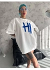 Unisex Nakış İşlemeli T-Shirt - Beyaz