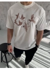 Unisex Nakış İşlemeli T-Shirt - Beyaz
