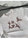 Unisex Nakış İşlemeli T-Shirt - Beyaz