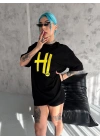 Unisex Nakış İşlemeli T-Shirt - Siyah