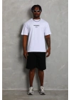 Unisex Oversize Baskılı Bisiklet Yaka T-Shirt - Beyaz
