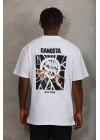 Unisex Oversize Baskılı Bisiklet Yaka T-Shirt - Beyaz