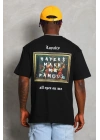 Unisex Oversize Baskılı Bisiklet Yaka T-Shirt - Siyah
