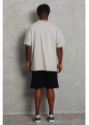 Unisex Oversize Düz Bisiklet Yaka T-Shirt - Gri