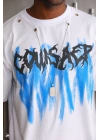 Unisex Oversize Kolye Dahil T-Shirt - Beyaz
