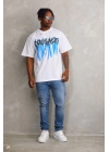 Unisex Oversize Kolye Dahil T-Shirt - Beyaz
