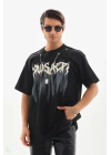 Unisex Oversize Kolye Dahil T-Shirt - Siyah