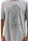 Unisex Oversize Taşlı Bisiklet Yaka T-Shirt - Gri