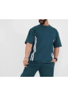 Unisex Oversize Yanları Şeritli T-Shirt - Cam Göbeği