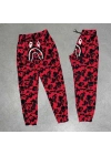 Unisex Pubg Bape x Shark Eşofman Altı - Kırmızı