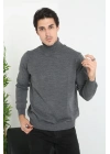 Unisex Tam Boğazlı Balıkçı Yaka Dokuma Triko - Füme