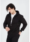 Unisex Tam Fermuarlı Kapşonlu  SweatShirt - Siyah