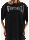 Unisex Taş Desenli Oversize T-Shirt - Beyaz