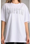 Unisex Taş Desenli Oversize T-Shirt - Beyaz
