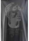Unisex Taş Desenli Oversize T-Shirt - Füme