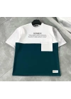 Unisex Torba Cep Detaylı  Parçalı T-Shirt - Lacivert