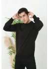 Unisex Uzun Kol Biskilet Yaka Dokuma Triko - Siyah