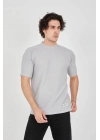 Unisex Waffle Kumaş Rahat Kol T-Shirt - Boyalı Gri
