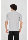 Unisex Waffle Kumaş Rahat Kol T-Shirt - Boyalı Gri