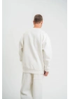 Uzun Kol Bisiklet Yaka Basic SweatShirt - Beyaz