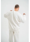 Uzun Kol Bisiklet Yaka Basic SweatShirt - Beyaz