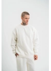 Uzun Kol Bisiklet Yaka Basic SweatShirt - Beyaz