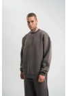 Uzun Kol Bisiklet Yaka Basic SweatShirt - Füme