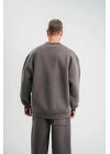 Uzun Kol Bisiklet Yaka Basic SweatShirt - Füme
