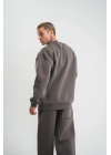 Uzun Kol Bisiklet Yaka Basic SweatShirt - Füme