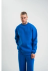 Uzun Kol Bisiklet Yaka Basic SweatShirt - Mavi