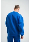 Uzun Kol Bisiklet Yaka Basic SweatShirt - Mavi