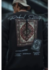 Uzun Kol Bisiklet Yaka Baskılı SweatShirt - Siyah