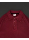 Yakalı Patlı Kısa Kol T-shirt - Bordo