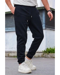 %100 Pamuk Beli Lastikli Bağlamalı Düz Erkek Jogger Eşofman Altı Günlük Kullanım