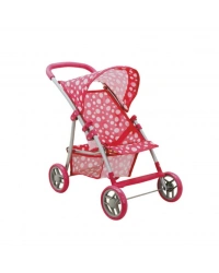 0664 Puantiye Desenli, 4 Tekerlekli ve Tenteli Oyuncak Puset - NessiWorldman