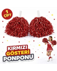 1 Çift ( 2 Adet ) Kırmızı Renk 23 Nisan 19 Mayıs 29 Ekim Okul Gösteri Ponponları