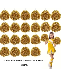 10 Çift ( 20 Adet ) Altın Renk 23 Nisan 19 Mayıs 29 Ekim Okul Gösteri Ponponları