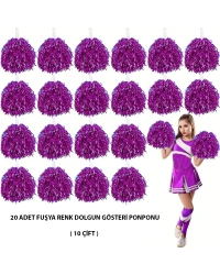 10 Çift ( 20 Adet ) Fuşya Renk 23 Nisan 19 Mayıs 29 Ekim Okul Gösteri Ponponları