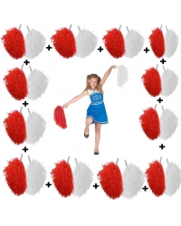 12 Çift ( 24 Adet ) Kırmızı-Beyaz Renk 23 Nisan 19 Mayıs 29 Ekim Okul Gösteri Ponponları