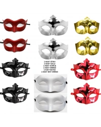12’li Renkli Parti Maskesi Seti – Siyah, Gold, Gümüş, Kırmızı, Beyaz, Mat Kırmızı