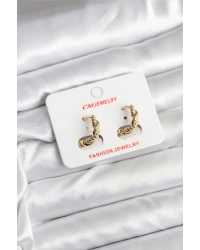 14K Gold Renk Kaplama Burgu Model CM Kadın Küpe