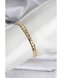 14K Gold Renk Kaplama Ezme Zincir Model Kadın Bileklik